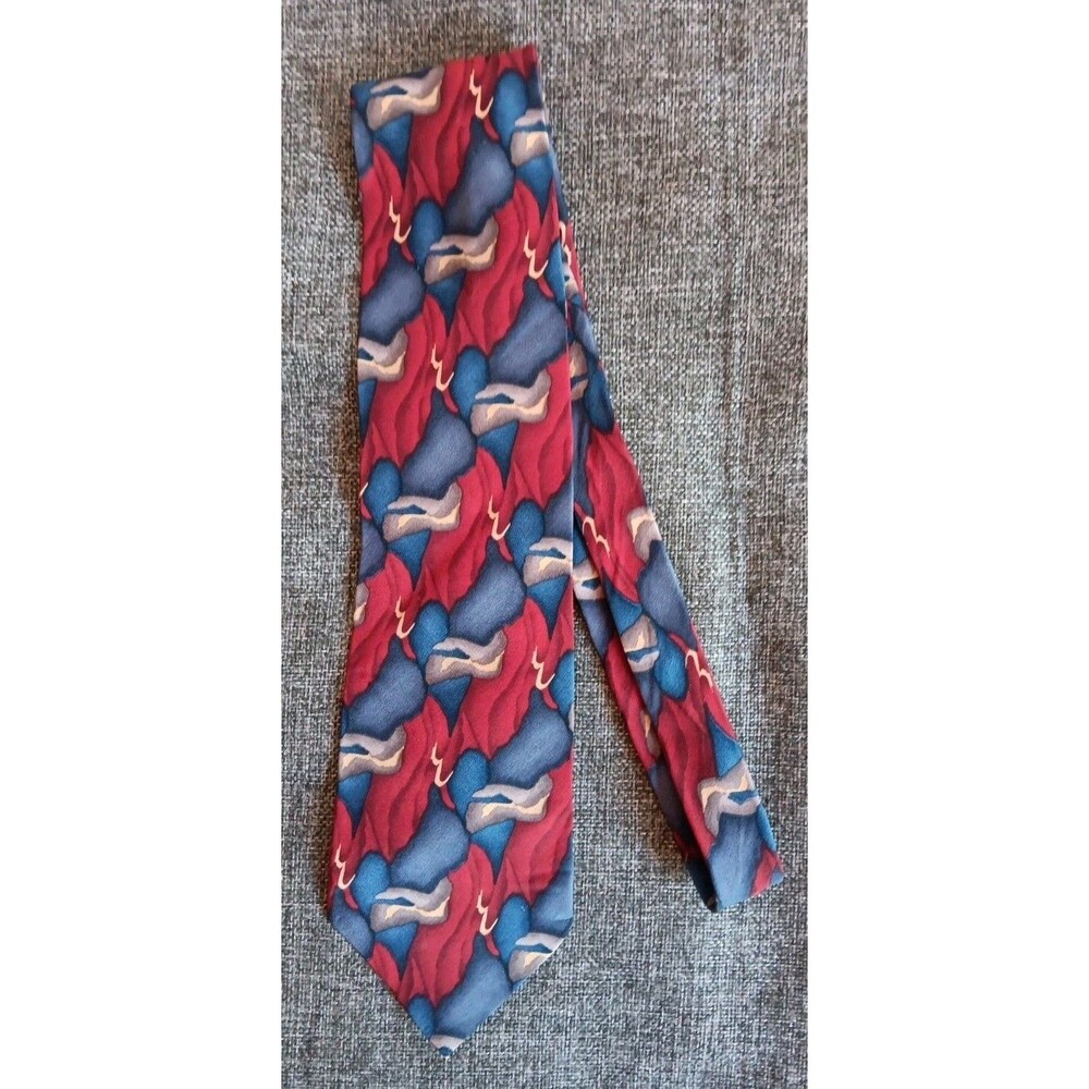 Tie 70s 80s 90s Y2K Mens Cocktail Collection Blue Red Beige 3.75 Wide 59 Long